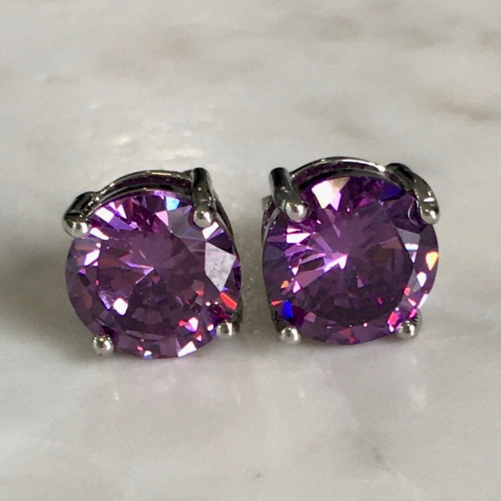 Amethyst Earring in 9K white Gold